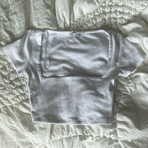 White square neck Zara top